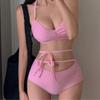 Summer new solid color high waist conservative split sexy Spice Girl halter tether atmosphere pure desire swimsuit