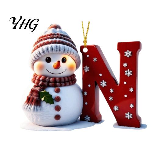 Acrylic Holiday Keepsake Gifts 2D Snowman Christmas Ornaments, Personalized Letter Ornaments for Tree, Unique Souvenirs Initial Ornament, Ornament DIY