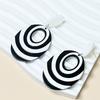 Fashion Exaggerated Black and White Contrast Round Oval Earrings for Women Simple Hollow Statement Acrylic Earrings Jewelry