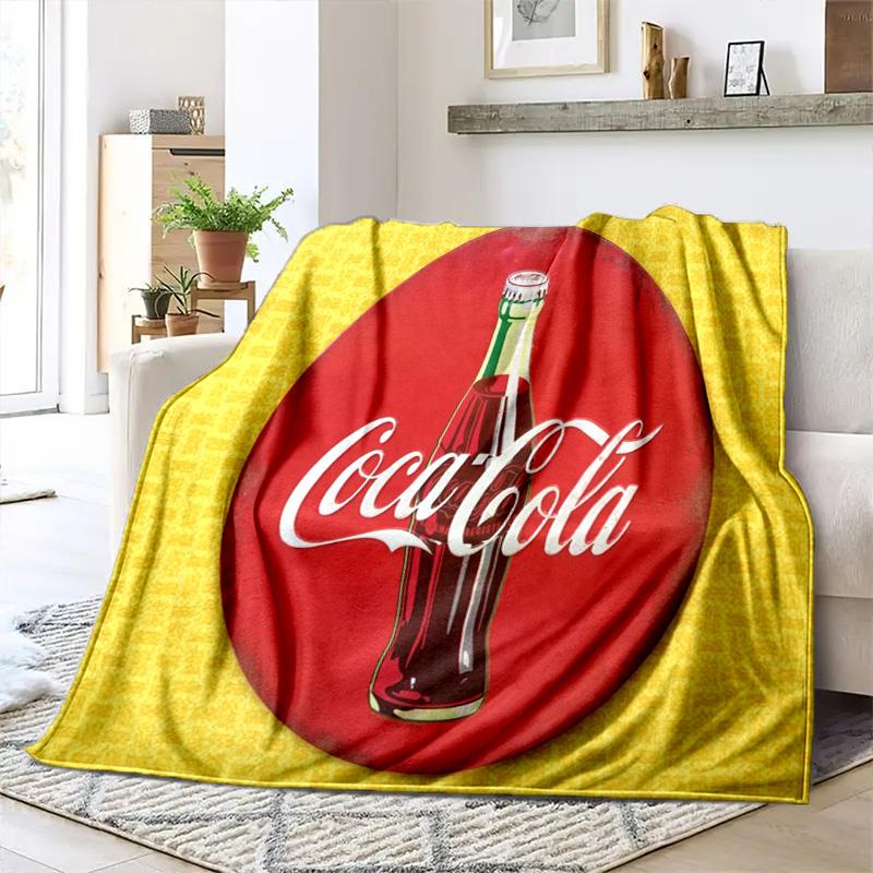 Christmas Gift Halloween Themed Cola Beverage Coca Cola Blanket Soft Home Furnishing Nap Decoration Four Seasons Warm Sherpa Blanket U7