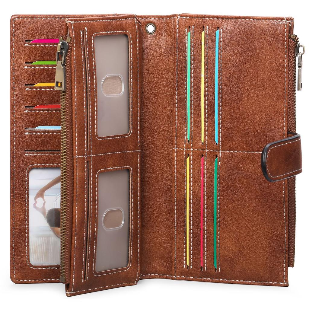 New women's long wallet retro three-fold mobile phone bag