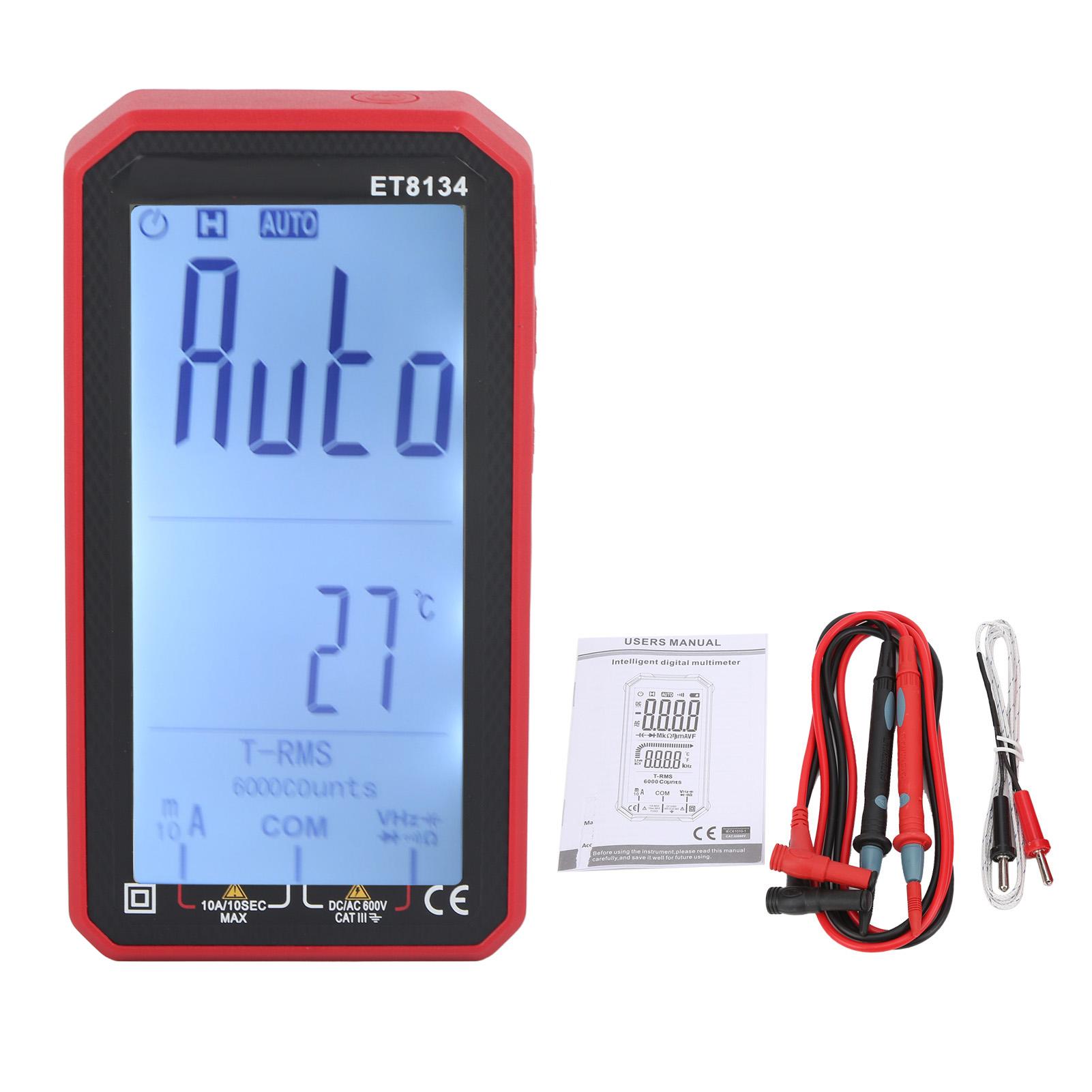 

ET8134 Full Screen Multimeter Voltage Current Resistance Capacitance Tester with Color Change Alarm