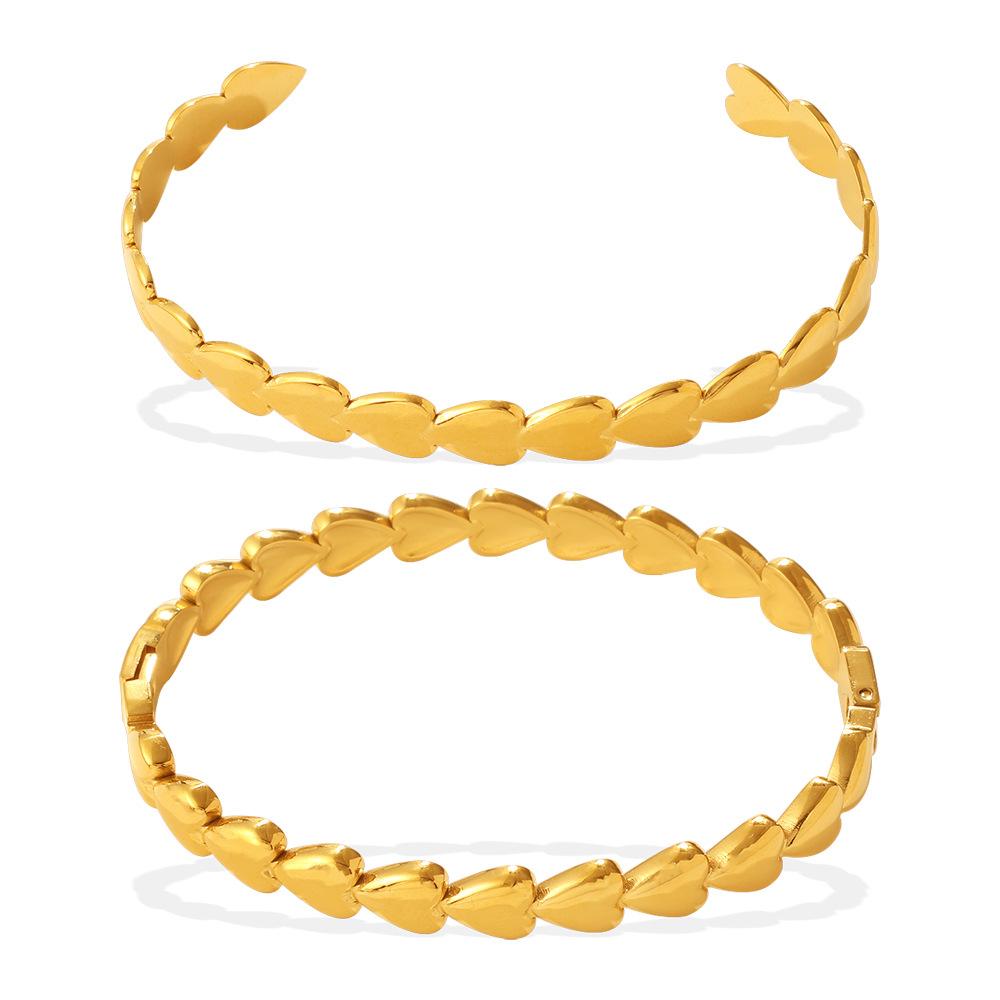Simple geometric heart-shaped C-shaped bracelet stainless steel gold-plated personalized fashion high-end bracelet women