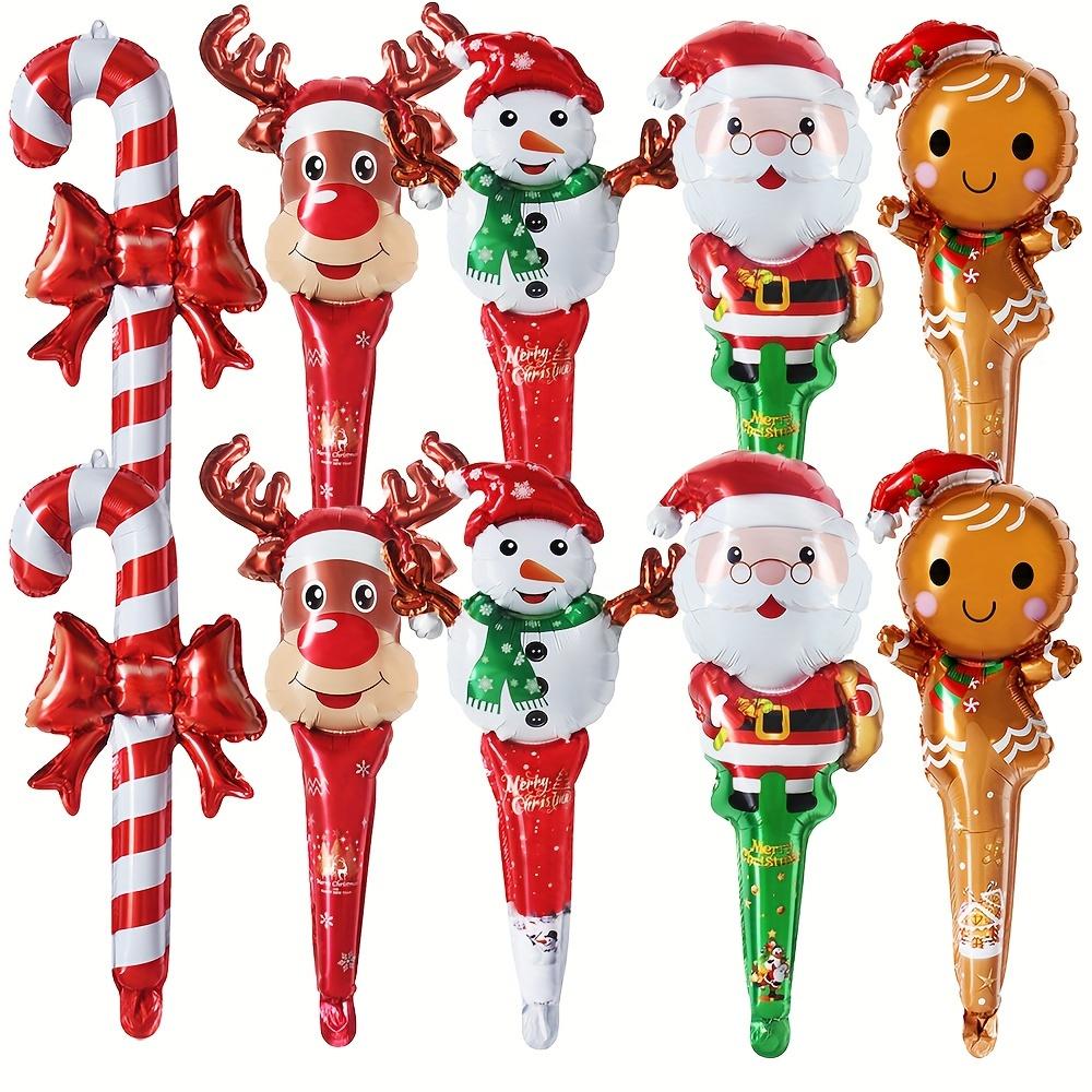 10-Pack Christmas Handheld Stick Aluminum Foil Balloons Suitable for Christmas Themed Party Decorations Other