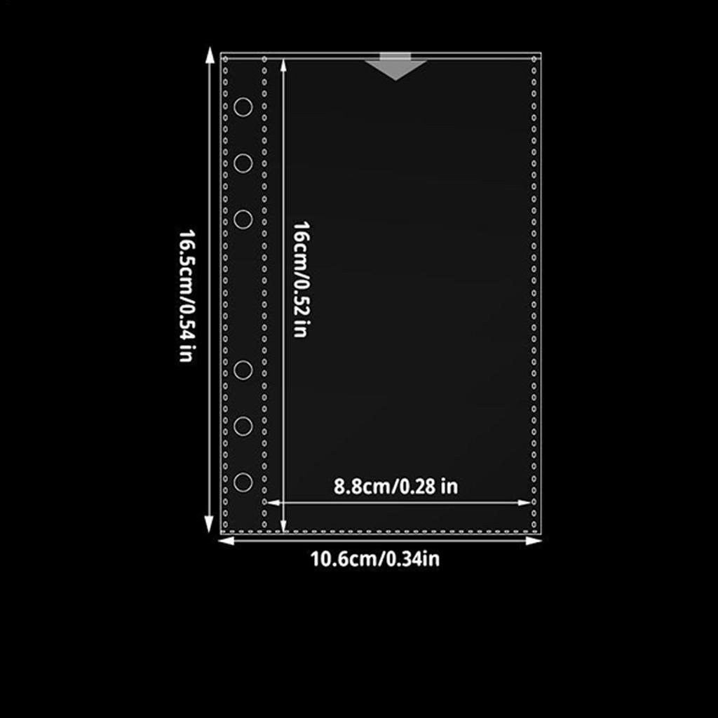 Binder Pocket Sleeves 10 Pieces 6-Ring Planner Refill Pages for Card Refillable Protectors for Pictures Postcards Journal