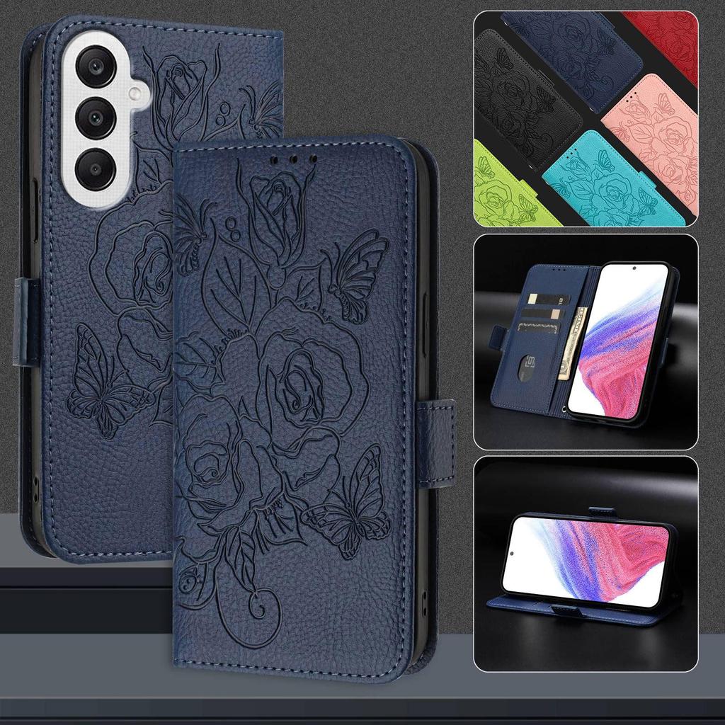 ZTE A52 Flip Anti-theft Brush for Rose Flower Embossed Blade V60 4G Card Slot