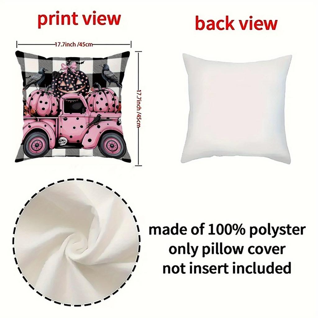 1pc Black Pink Halloween Cushion Cover Pumpkin Printed Washable Cover Halloween Themed Party Living Room Bedroom Decoration