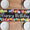 Black Happy Birthday Linen Table Runner Holiday Party Decor Reusable Farmhouse Kitchen Dining Table Runner Birthday Party Gift