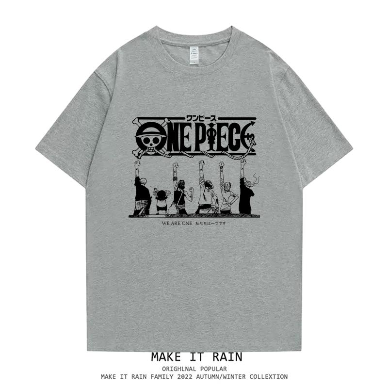 ONE PIECE Trendy Brand Retro Clothes Short-sleeved Peripheral T-shirt Men's and Women's Pure Cotton Printing Loose Summer