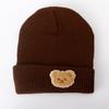 Cute bear solid color wool hat women's new autumn and winter warm ear protection versatile knitted hat tide