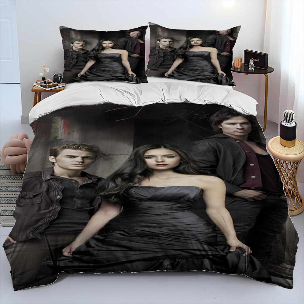 The Vampire Diaries Comforter Bedding Set,Duvet Cover Bed Set Quilt Cover Pillowcase,King Queen Size Bedding Set for Adult Child