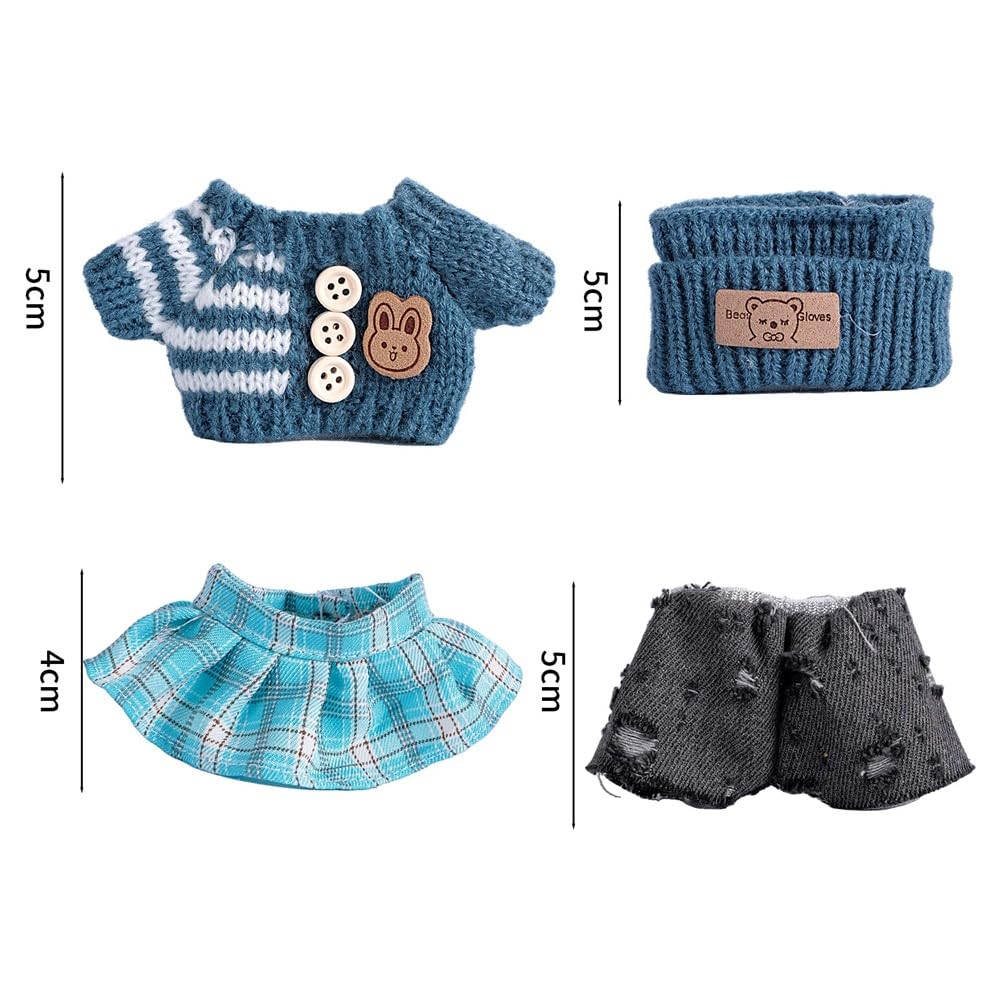 17cm Lovebu Plush Clothes Set (Sweater, Checkered Skirt, Pants, and Hat) - 3-Piece Set for Plush Toys (1st, 2nd, and 3rd Generations) - Cute Doll