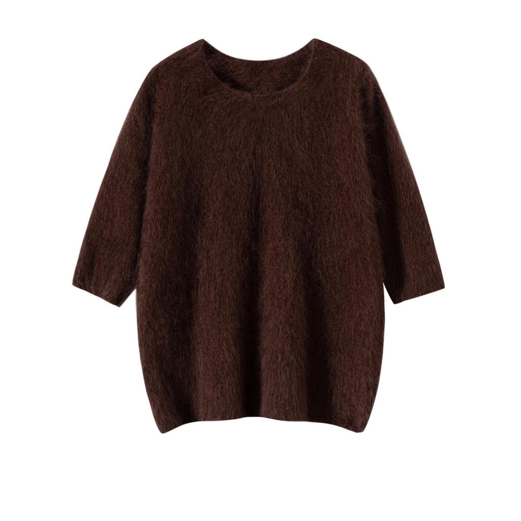Women's 100% Pure Cashmere Short Sleeve Round Neck Sweater - Autumn/Winter Knit Pullover Base Layer