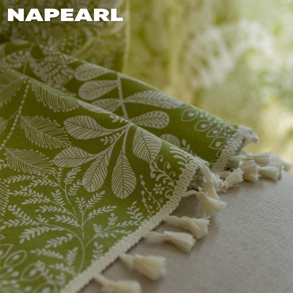 1PC NAPEARL Bohemian Retro Countryside Green Plant Pattern Półcieniące zasłony do małych okien balkonowych Home Decor