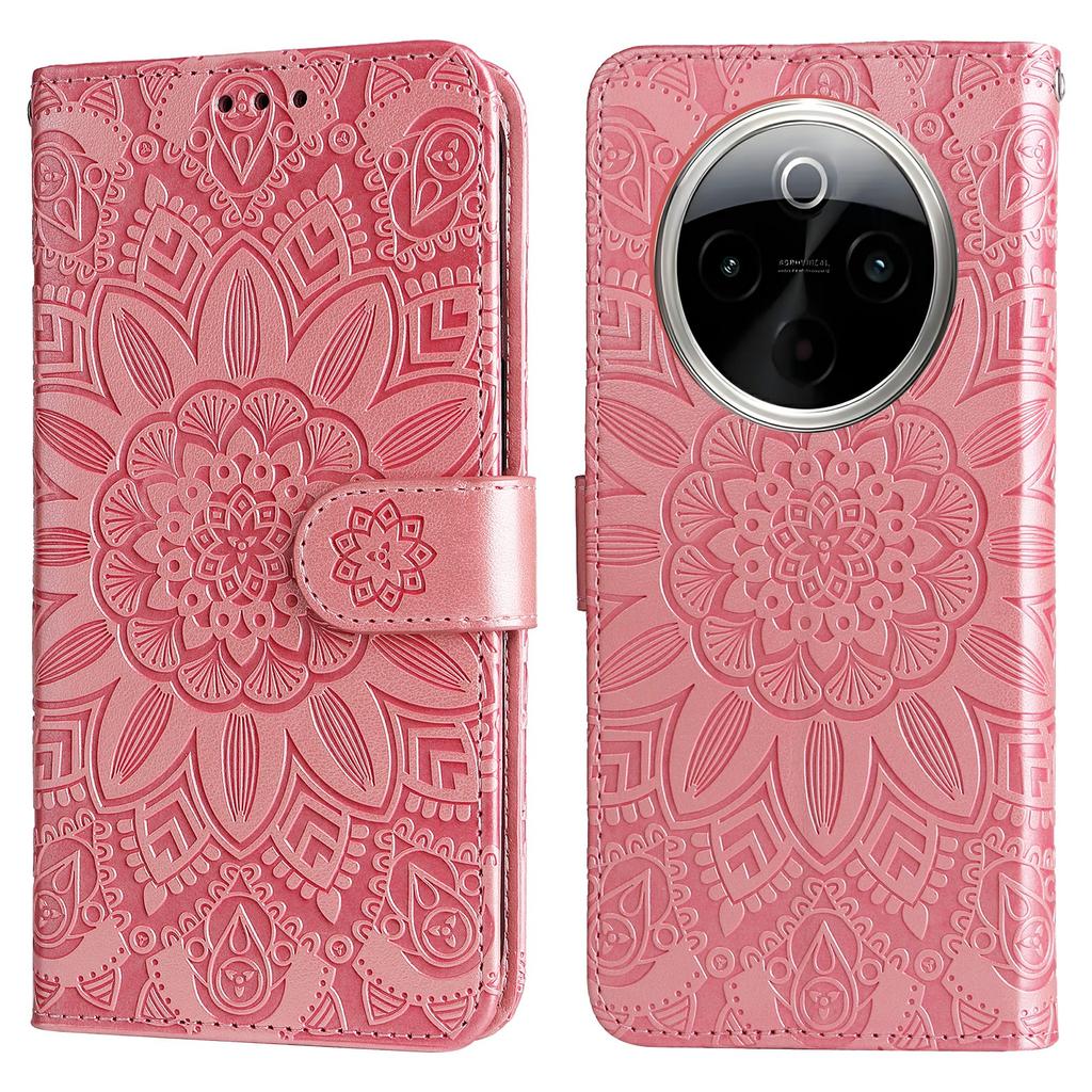 For vivo Y300 Pro 5G Case Sunflower Imprint Leather Wallet Phone Cover