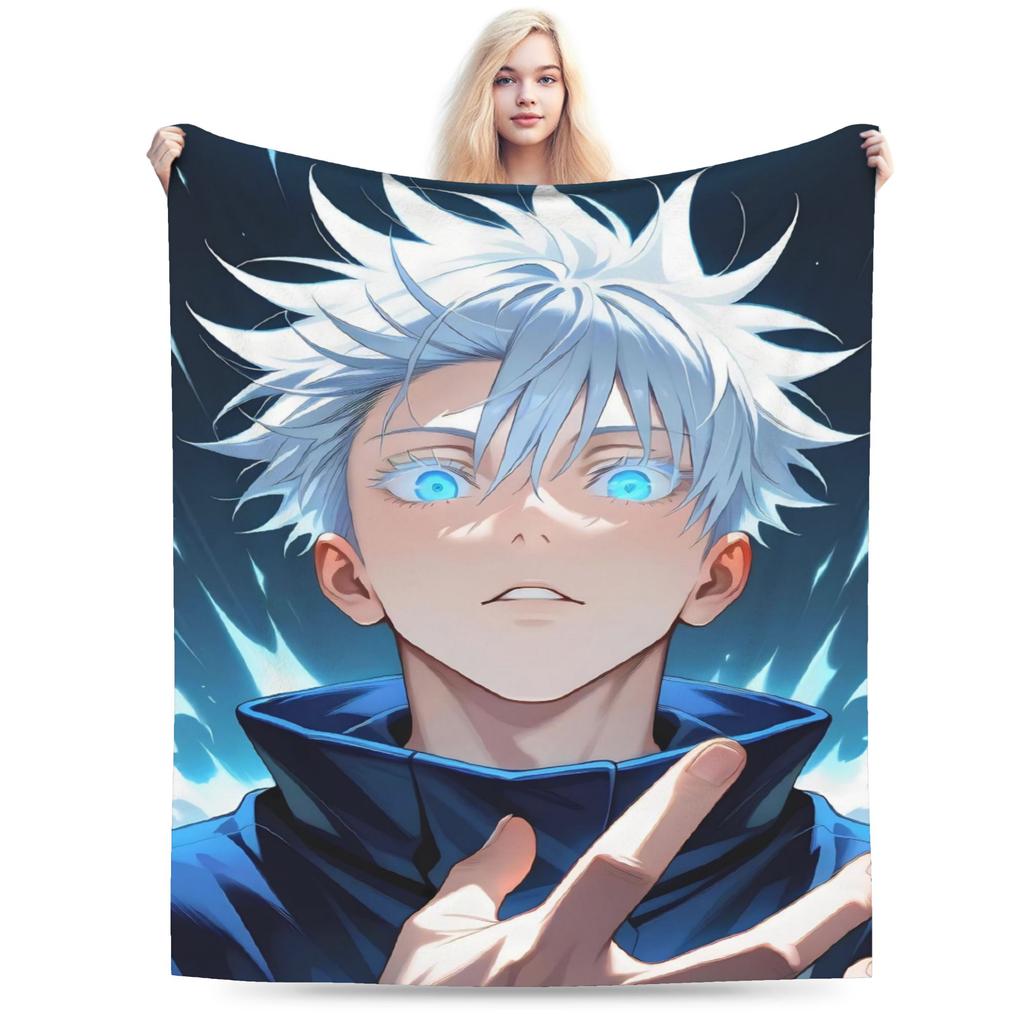 Warm Cozy Blanket Picnic Gojo Satoru Bedding Throws Novelty Bedspread For Couch Bed
