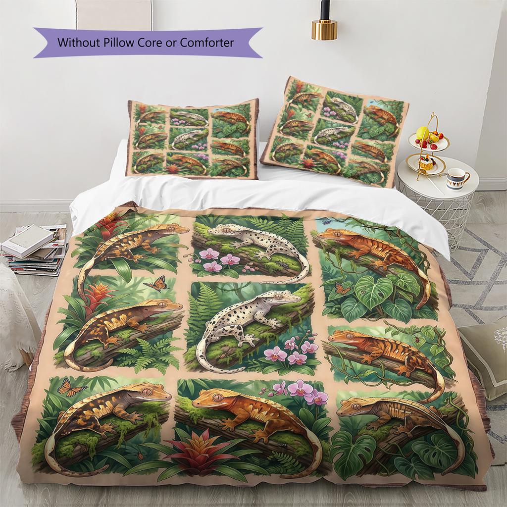 Retro Ölgemälde Tiere Muster Bettwäsche, Steppbett Set Bettbezug Kissenbezug Zuhause Geburtstagsgeschenk (1 Bettbezug + 2 Kissenbezüge, ohne Füllung)