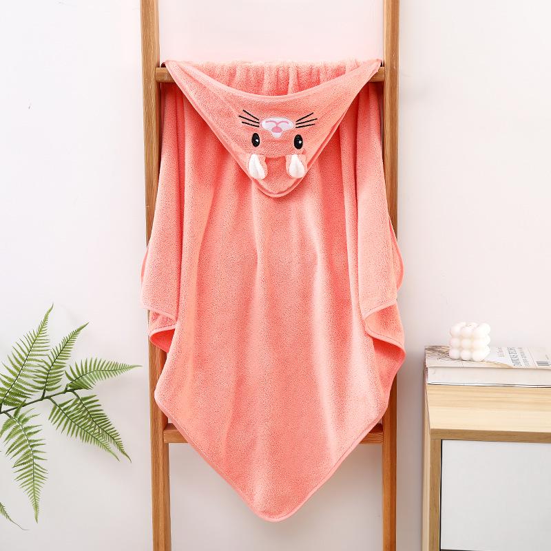 Baby Hooded Cartoon Bath Towel & Coral Fleece Swaddle Blanket