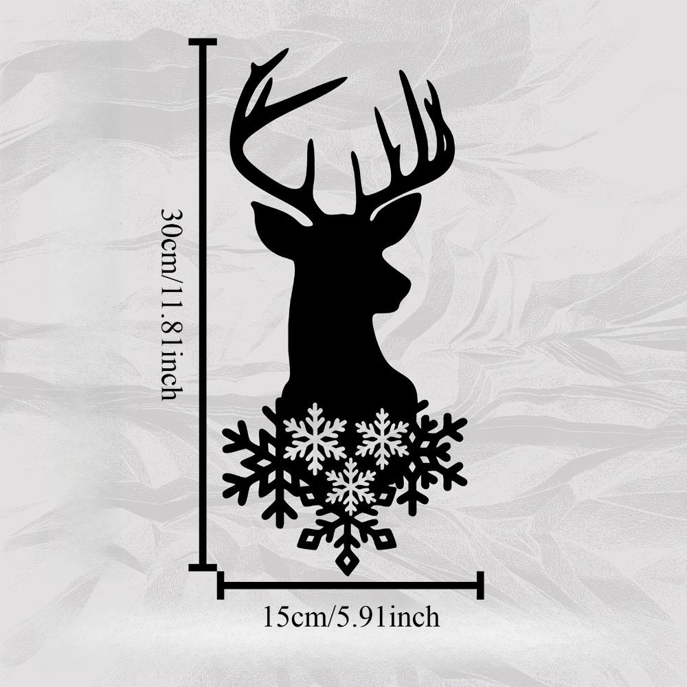 Deer Head Snowflakes Metal Wall Art Wildlife Winter Decor Rust Resistant Sculpture Christmas New Year Gift Home