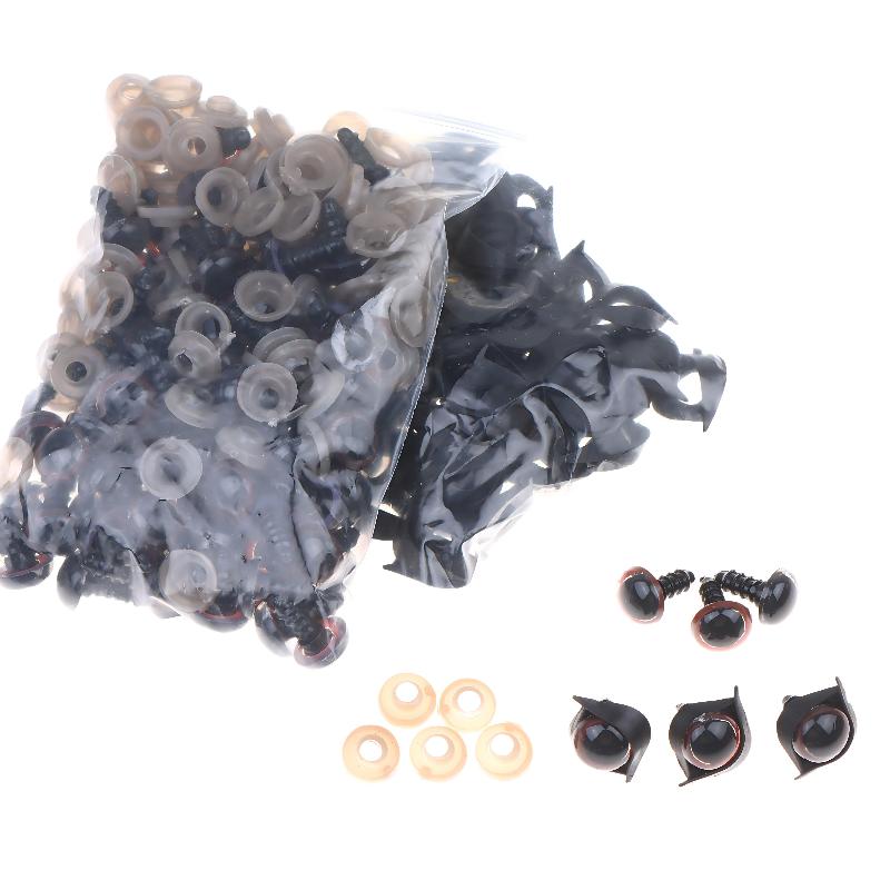 100Pcs 12mm Plastic Eyes for Bear Animal Dolls Safety Type with 50Pairs Suitable for Professional DIY Craft Making