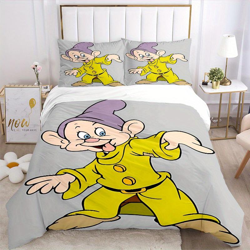 3pcs Dopey Dwarf Pattern Bedding Set, 1* Cover + 2*Pillowcases, Printed Bedding Set, Soft and Comfortable, Suitable for Bedroom and Guest Room Use