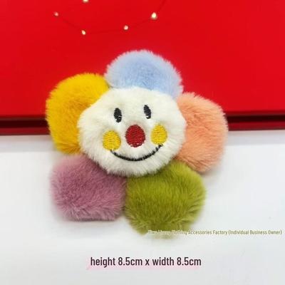 Broche de Peluche de Girasol de Dibujos Animados Colorido: Accesorios de Flor de Cinco Pétalos para Bolsos, Zapatos, Calcetines