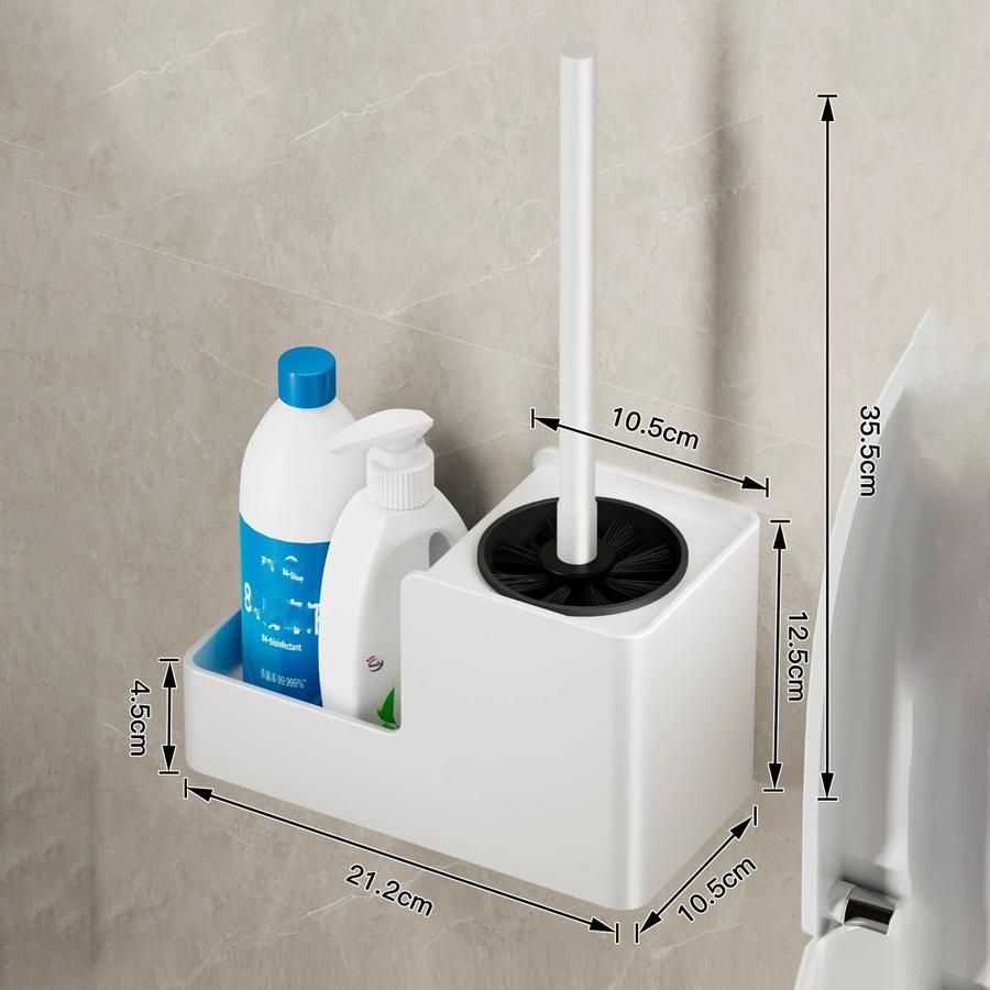 Kompaktní WC kartáč a držák Hliníková rukojeť Úspora místa pro skladování Hloubkové čištění Odolný proti kapání Snadná montáž Bez vrtání