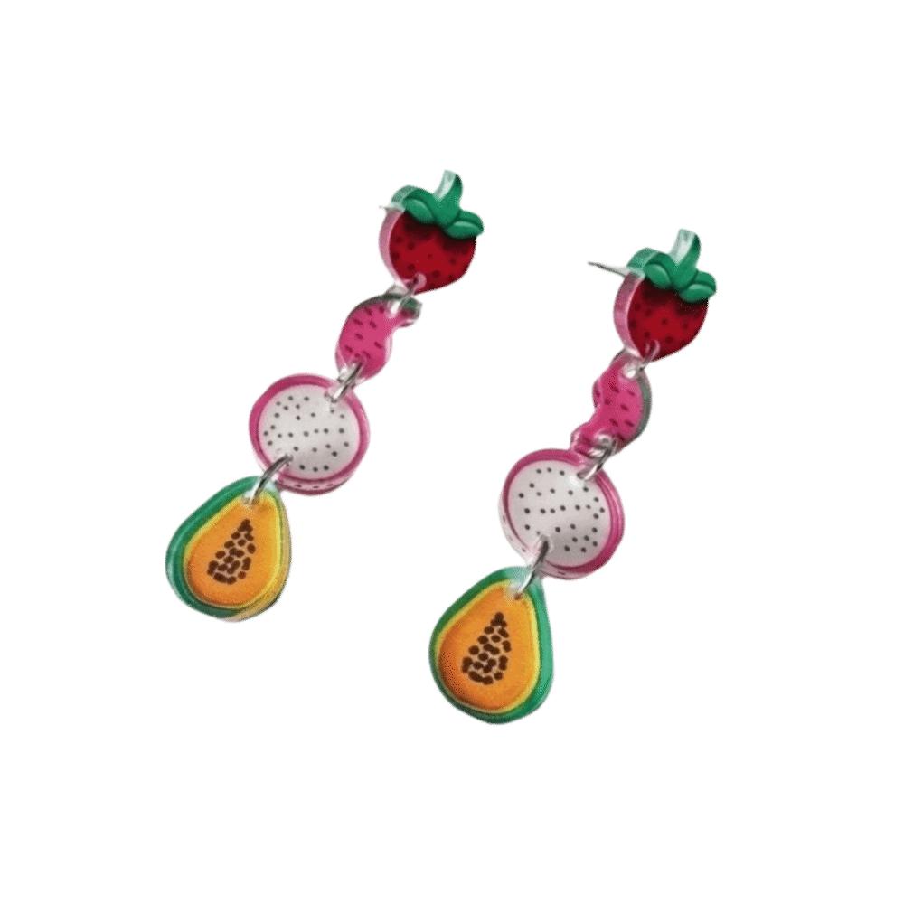 Creative Fruit Dangle Earrings Acrylic Strawberry Earrings Fashion Tropical Fruit Earrings  Gift Tropical Fruit