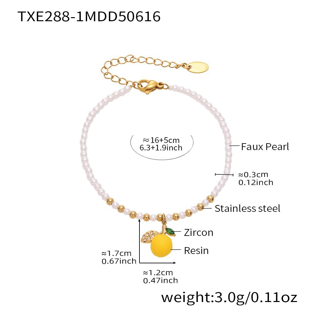 Zitronen-Anhänger Hängende Ohrringe Passend Muschelperlen Halskette Armband Handgefertigte Perlenhalsketten Armbänder Ohrstecker Für Frauen