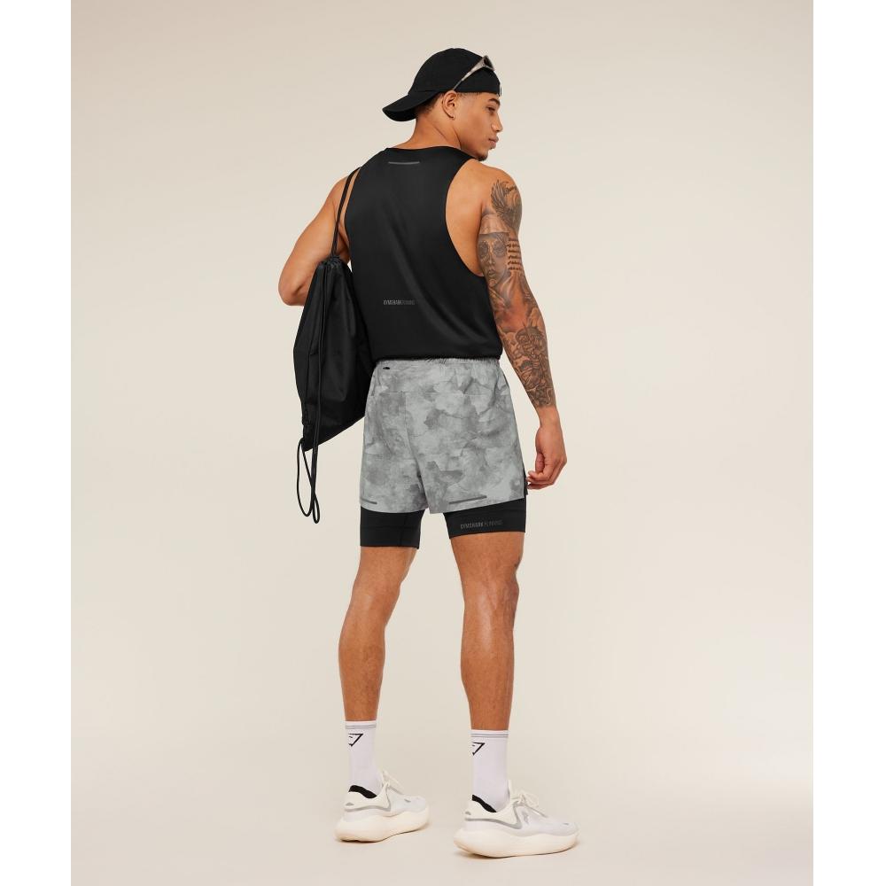Gymshark RunnIng Elite 2 In 1 5  Shorts Smokey Grey Black A1c9z Gdjj
