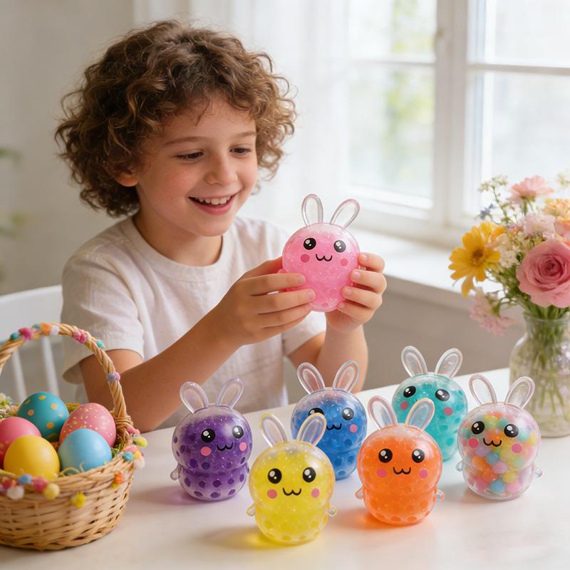 Easter Soft Bunny Squeeze Ball Stress Relief Fidget Toy Kids Birthday Party Favors Easter Party Egg Basket Fillers Boy Girl Gift