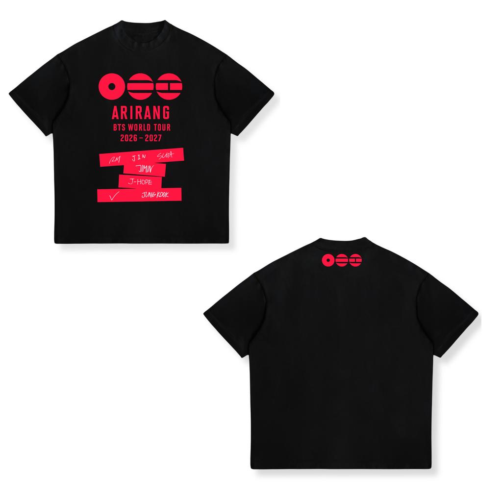 World Tour Arirang BTS Graphic T-shirt Men Women Oversized Streetwear Y2k Hip Hop High Quality Cotton Short Sleeve Casual Loose Female Male Clothing