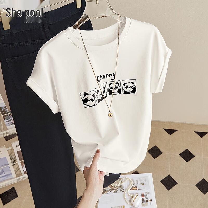 Women s Cartoon Print Loose Short Sleeve T-Shirt XL