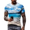 Sommersollys Havbølge Sand Casual Stil grafiske t-skjorter Mote Nye Menn Fritid Trykket Rund Hals Kortermet T-skjorter Topper