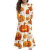 Girls' Tiered Ruffle Dress Halloween Day - Long Sleeve Printed Maxi With Pockets