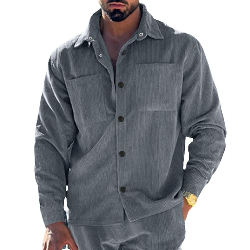 Spring and Autumn New Men's Shirt High Quality Corduroy Leisure Multi-pocket Solid Color Cargo Shirt Cardigan Men's Clothing
