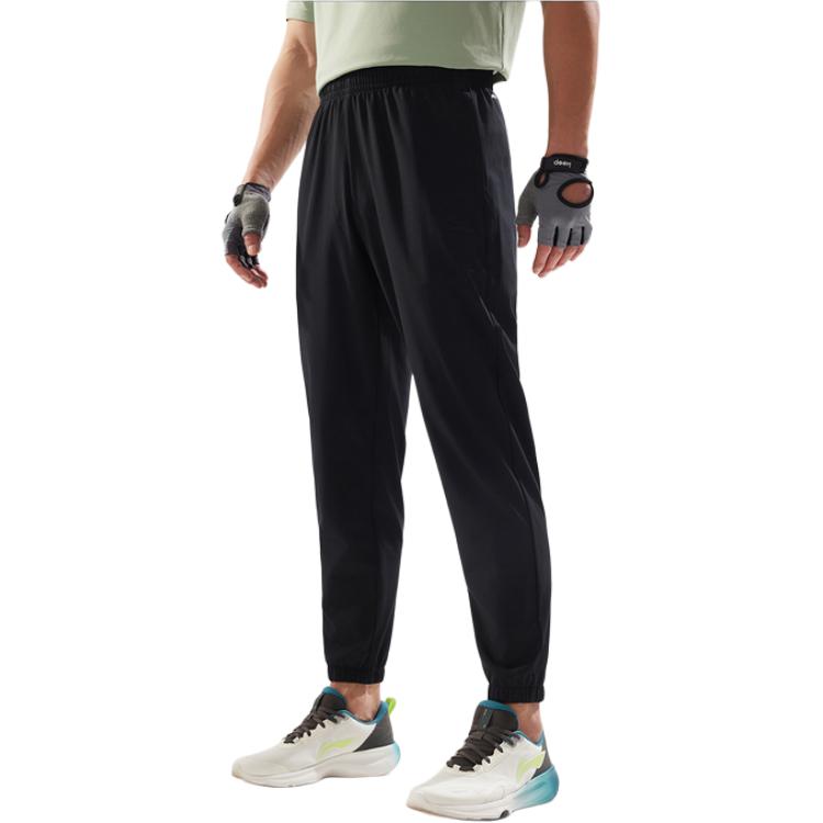 Li Ning Fitness Series Casual Comfortable Versatile Quick-Dry Sports Long Pants Men bottoms Black AYKV135-2