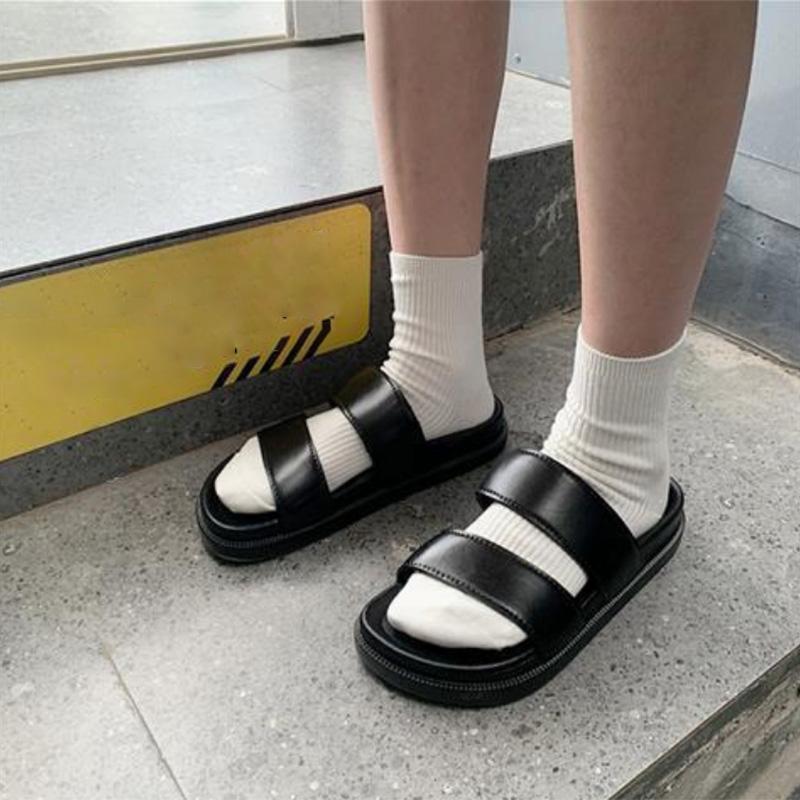 Thick-soled Sandals and Slippers Women's Summer Ins Tide Net Red Fashion Wear Retro Hong Kong-style Harajuku Style Beach Shoes