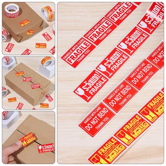 1 Roll Fragile Warning Label Sticker Self Adhesive Easy to Stick Eye-catching Handling Awareness Fragile Warning Label Tag for Shipper