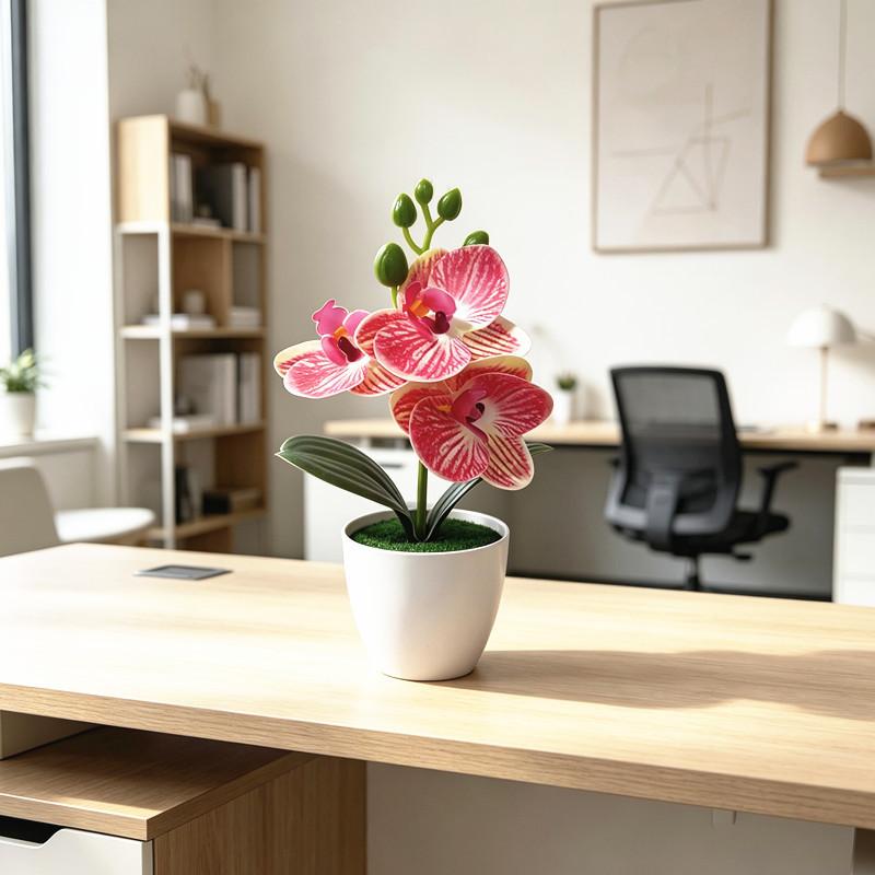 Butterfly Orchid Artificial Plant With Plastic Base For Home Decor And Photography Props