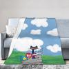 Pete The Cat Stars Comic Warm Blanket  Aesthetic Plane Travel Throw Blanket Couch Chair Flannel Bedspread Sofa Bed Cover