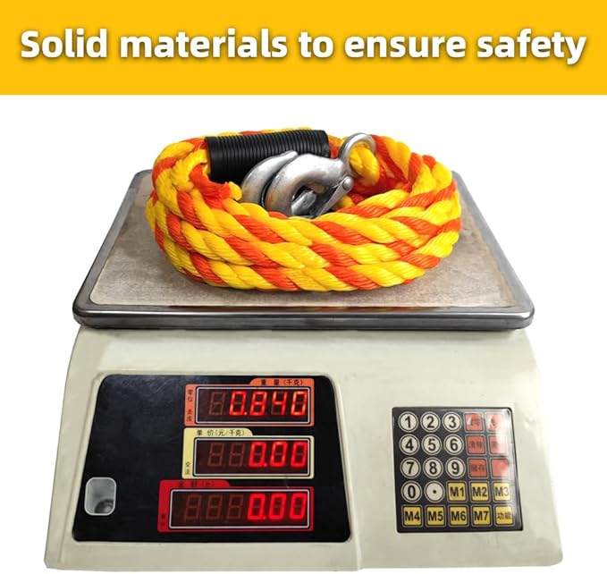 Tow Straps Rope with Hooks Heavy Duty Braided Tow Rope for Trucks and Recreational Use Break Strength Safe Working Load