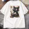 Funny Cat RaUnisex Graphic Tee Japanese Kawaii Anime Cat TShirt Cotton Short Sleeve Oversized Loose Short Sleeve Tee Streetwear
