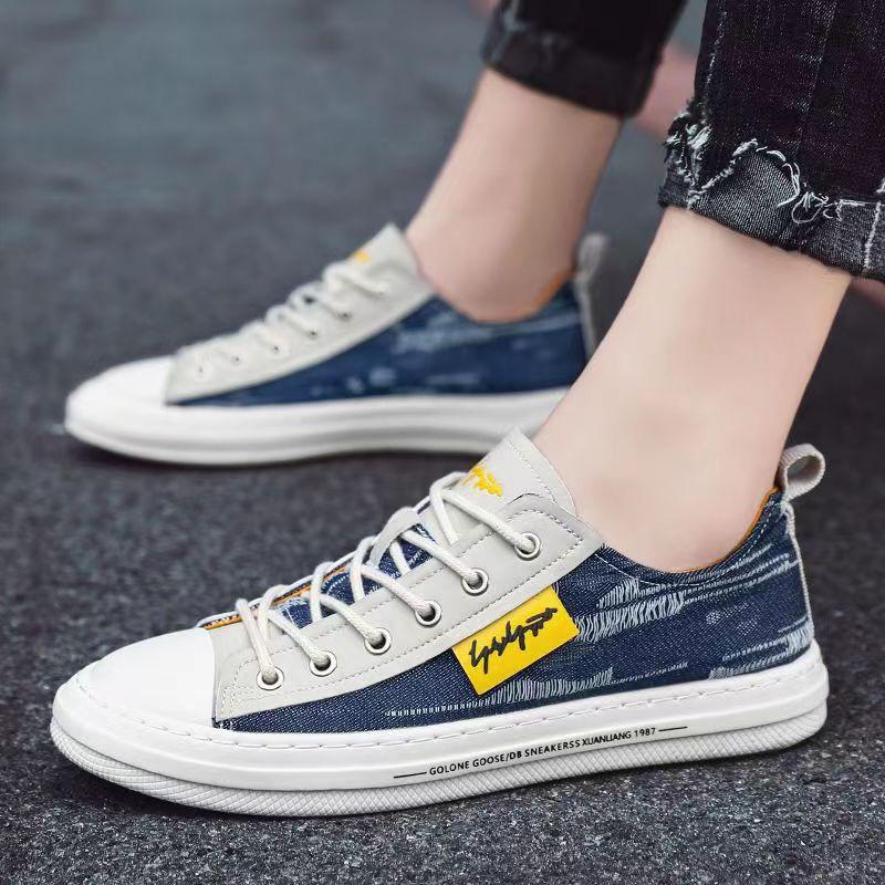 Men's Shoes Canvas Shoes Men's Breathable Soft-soled Denim Board Shoes Korean Version Trendy Versatile Lightweight Casual Shoes