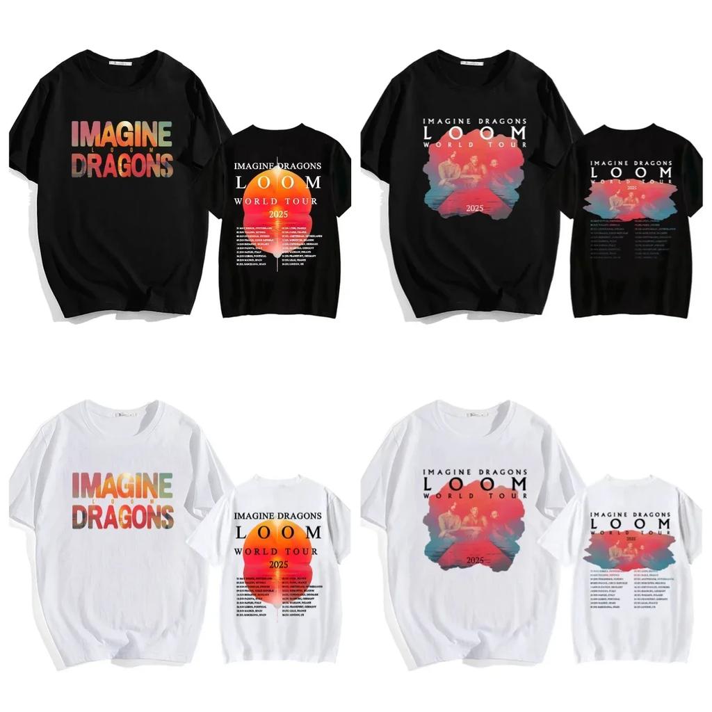 2025 T-shirt Imagine Dragons Loom Tour Short Sleeve Cotton Women Tshirts High Quality Soft Unisex Streetwear Hip Hop Fashion