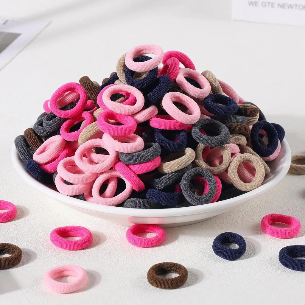 100PCS New Basic Nylon Ealstic Hair Ties for Girls Colorful Hair Band Ponytail Holder Scrunchie Rubber Band Kid Hair Accessories