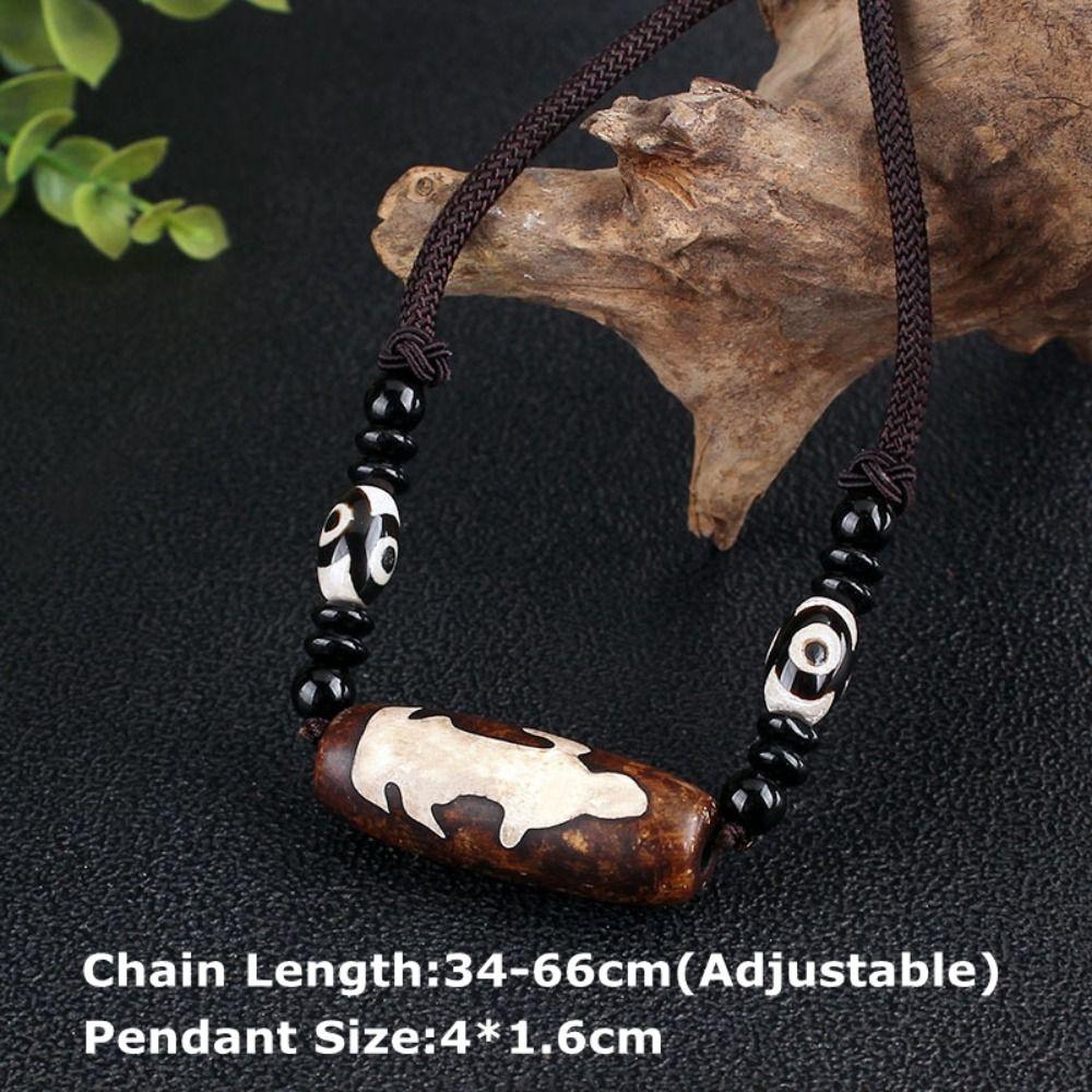 Boho Party Handmade Lucky Gift Buddhist Mala Wood Bead Nepal Necklace Pendant Necklace