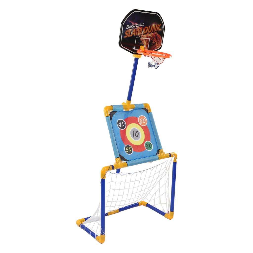 3 in 1 Sports Toy for Kids Portable Mini Soccer Goal Set with Basketball Board Viscous Ball Target