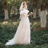 French Light Wedding Dress 1011 New Bride One-word Shoulder Suspenders Small Bow Temperament Presiding Over Dress Trailing