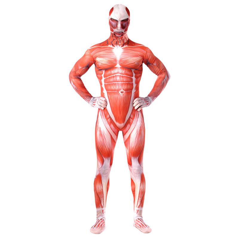 Body Full Halloween Suit Attack On Titan Skeleton Muscle Lycra Spandex Zentai
